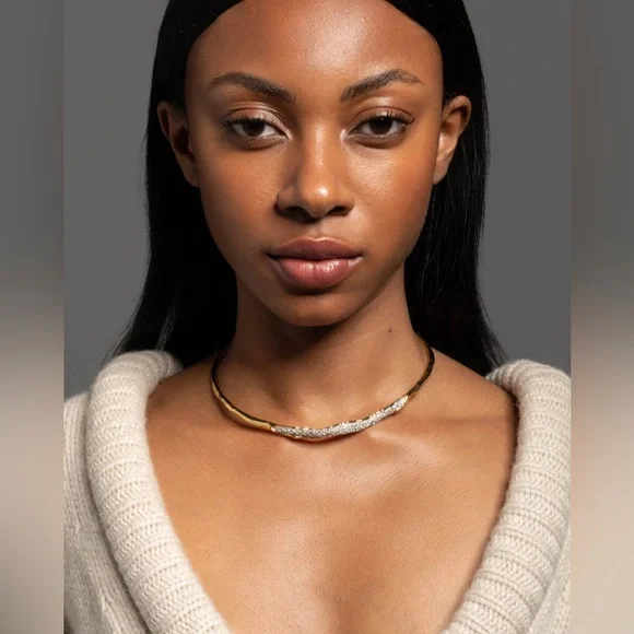 ALEXIS BITTAR • Solanales Gold Crystal Skinny Collar Necklace